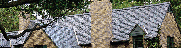  Composite slate roofing installed on a house 